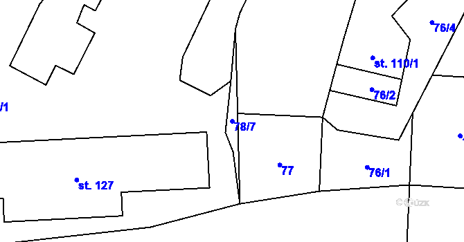 Parcela st. 78/7 v KÚ Hracholusky u Prachatic, Katastrální mapa