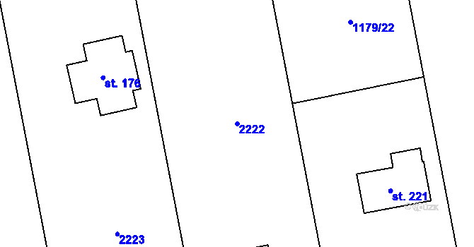 Parcela st. 2222 v KÚ Obora u Hracholusk, Katastrální mapa