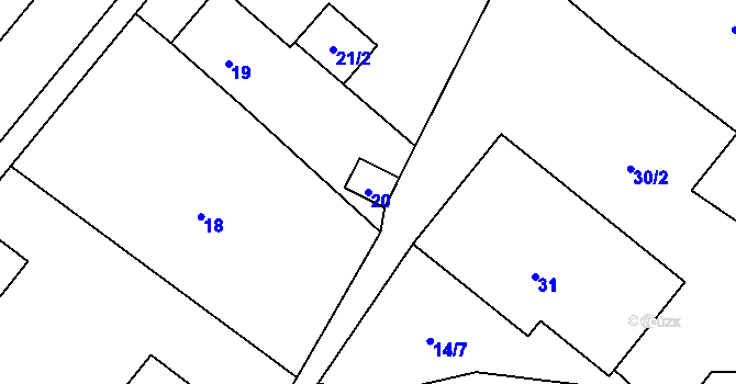 Parcela st. 20 v KÚ Hrachovec, Katastrální mapa