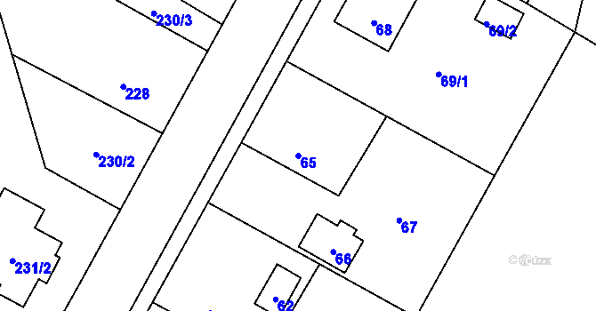 Parcela st. 65 v KÚ Hrachovec, Katastrální mapa