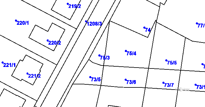 Parcela st. 75/3 v KÚ Hrachovec, Katastrální mapa