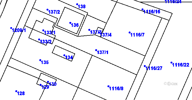 Parcela st. 137/1 v KÚ Hrachovec, Katastrální mapa