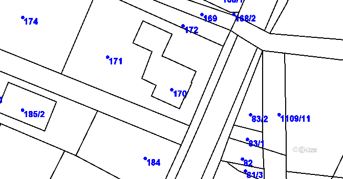 Parcela st. 170 v KÚ Hrachovec, Katastrální mapa