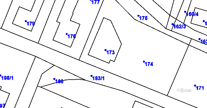 Parcela st. 173 v KÚ Hrachovec, Katastrální mapa