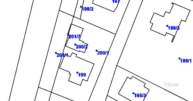Parcela st. 200/1 v KÚ Hrachovec, Katastrální mapa