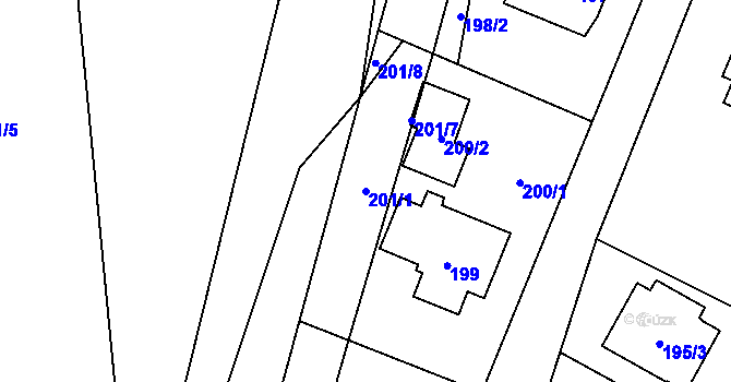 Parcela st. 201/1 v KÚ Hrachovec, Katastrální mapa