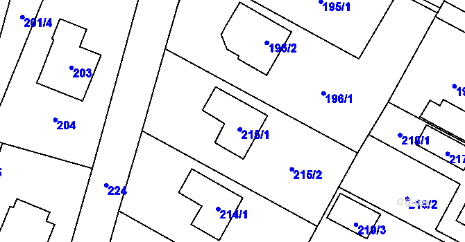 Parcela st. 215/1 v KÚ Hrachovec, Katastrální mapa