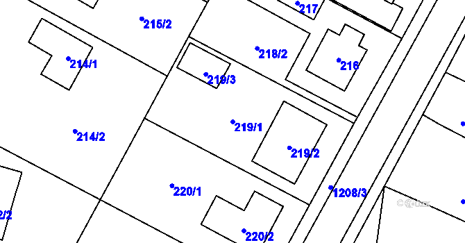 Parcela st. 219/1 v KÚ Hrachovec, Katastrální mapa