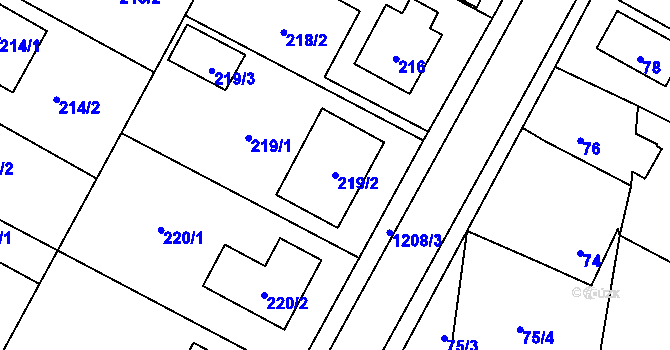 Parcela st. 219/2 v KÚ Hrachovec, Katastrální mapa