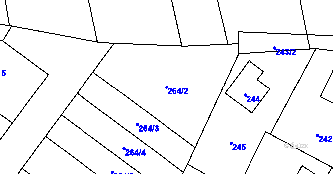 Parcela st. 264/2 v KÚ Hrachovec, Katastrální mapa