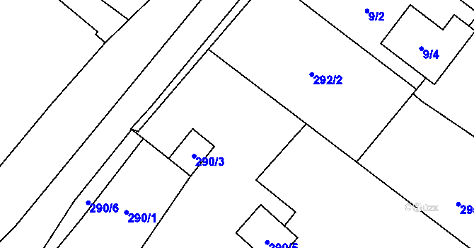 Parcela st. 292/1 v KÚ Hrachovec, Katastrální mapa