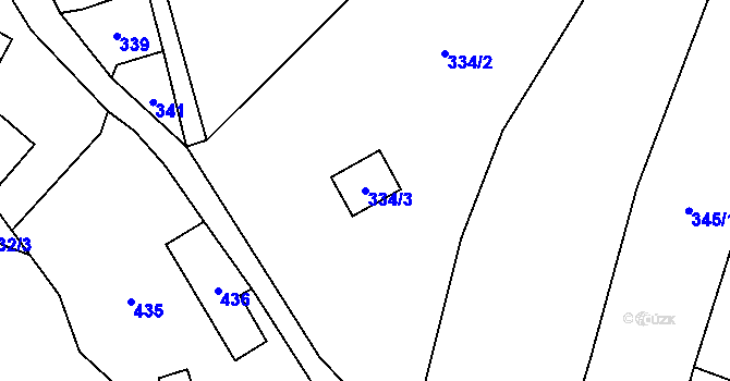 Parcela st. 334/3 v KÚ Hrachovec, Katastrální mapa