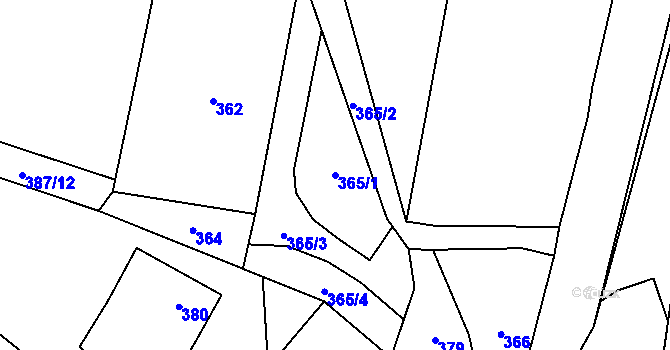 Parcela st. 365/1 v KÚ Hrachovec, Katastrální mapa