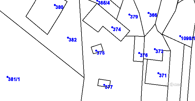 Parcela st. 375 v KÚ Hrachovec, Katastrální mapa