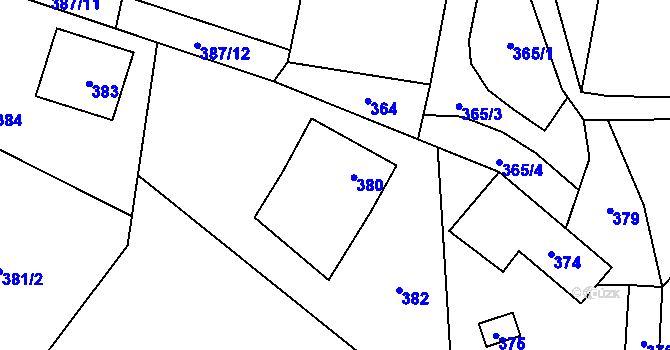 Parcela st. 380 v KÚ Hrachovec, Katastrální mapa