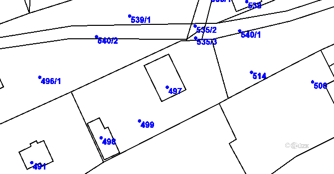 Parcela st. 497 v KÚ Hrachovec, Katastrální mapa