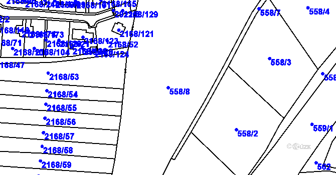Parcela st. 558/8 v KÚ Hrachovec, Katastrální mapa