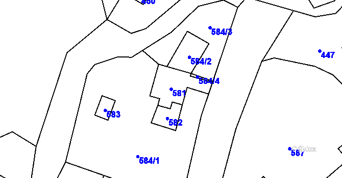 Parcela st. 581 v KÚ Hrachovec, Katastrální mapa