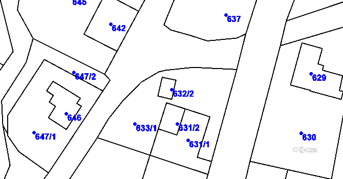 Parcela st. 632/2 v KÚ Hrachovec, Katastrální mapa