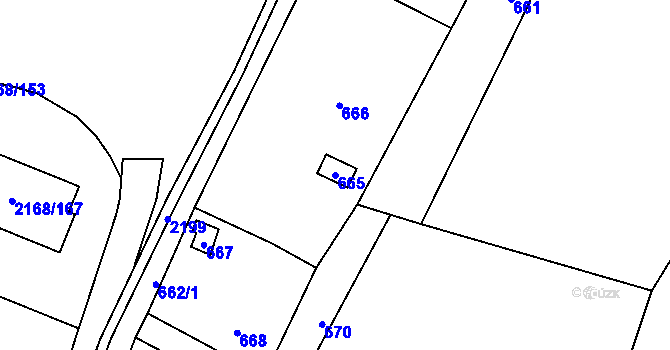 Parcela st. 665 v KÚ Hrachovec, Katastrální mapa