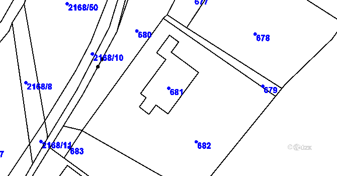 Parcela st. 681 v KÚ Hrachovec, Katastrální mapa