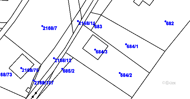 Parcela st. 684/3 v KÚ Hrachovec, Katastrální mapa