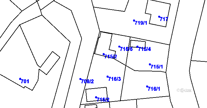 Parcela st. 715/2 v KÚ Hrachovec, Katastrální mapa