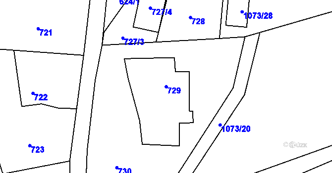 Parcela st. 729 v KÚ Hrachovec, Katastrální mapa