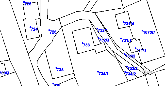Parcela st. 733 v KÚ Hrachovec, Katastrální mapa