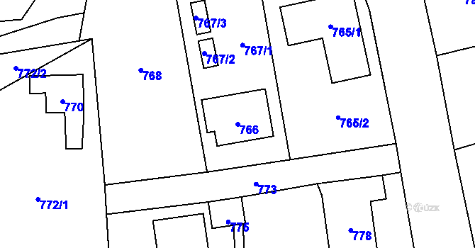 Parcela st. 766 v KÚ Hrachovec, Katastrální mapa