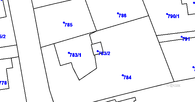 Parcela st. 783/2 v KÚ Hrachovec, Katastrální mapa