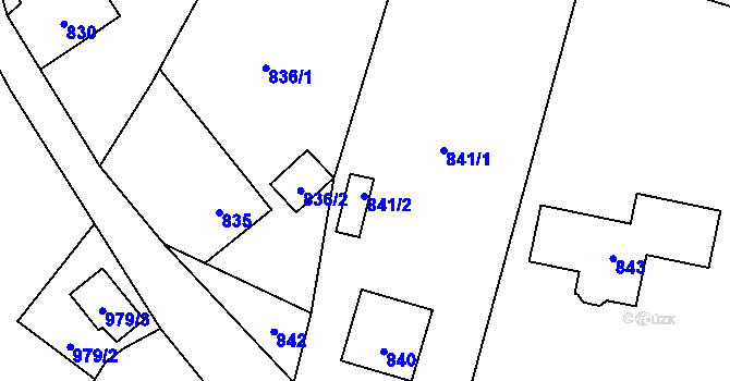 Parcela st. 841/2 v KÚ Hrachovec, Katastrální mapa