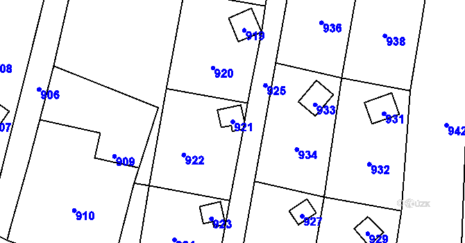 Parcela st. 921 v KÚ Hrachovec, Katastrální mapa