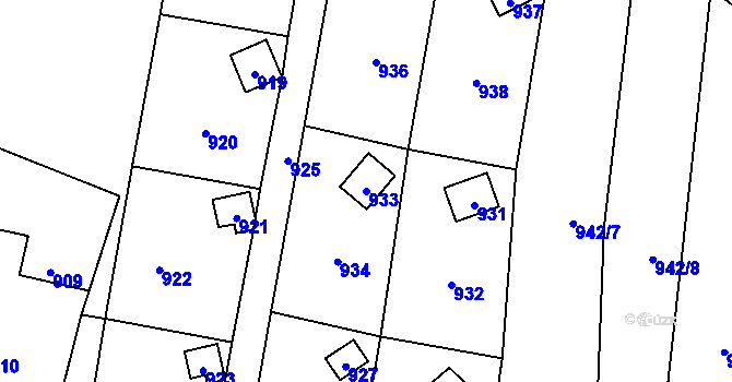 Parcela st. 933 v KÚ Hrachovec, Katastrální mapa