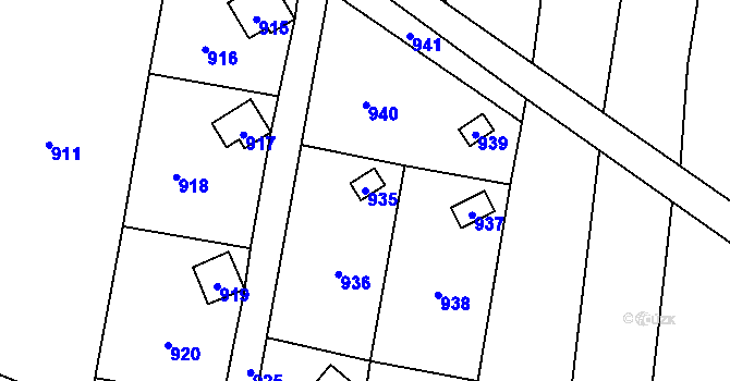 Parcela st. 935 v KÚ Hrachovec, Katastrální mapa