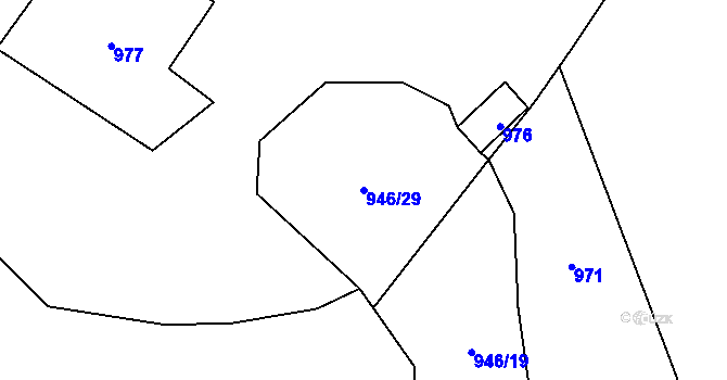 Parcela st. 946/29 v KÚ Hrachovec, Katastrální mapa