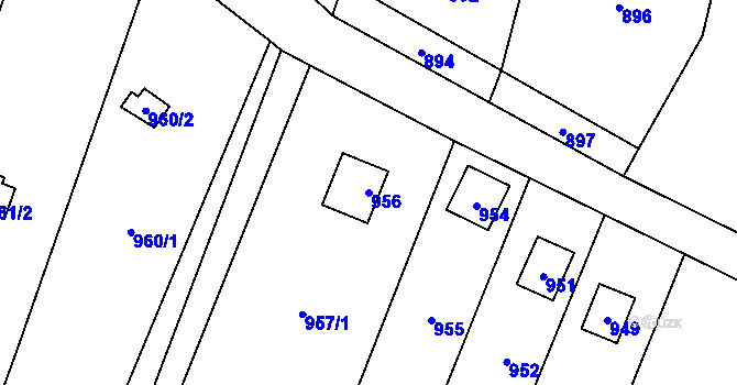 Parcela st. 956 v KÚ Hrachovec, Katastrální mapa