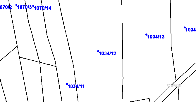 Parcela st. 1034/12 v KÚ Hrachovec, Katastrální mapa