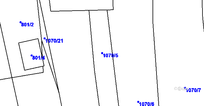 Parcela st. 1070/5 v KÚ Hrachovec, Katastrální mapa