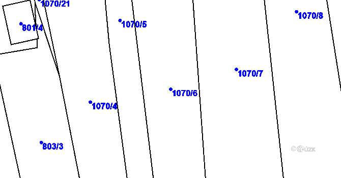 Parcela st. 1070/6 v KÚ Hrachovec, Katastrální mapa