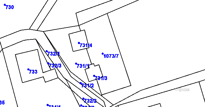 Parcela st. 1073/7 v KÚ Hrachovec, Katastrální mapa