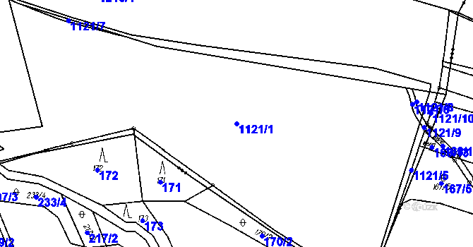 Parcela st. 1121/1 v KÚ Hrachovec, Katastrální mapa