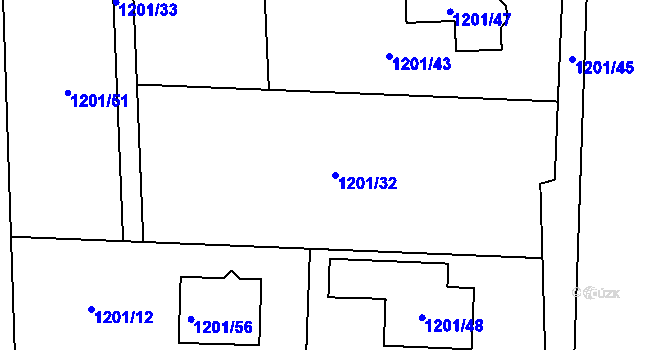 Parcela st. 1201/32 v KÚ Hrachovec, Katastrální mapa