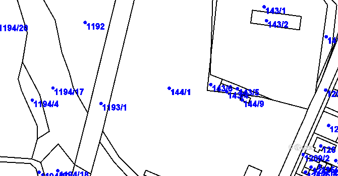 Parcela st. 144/1 v KÚ Hrachovec, Katastrální mapa