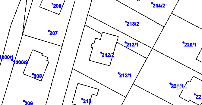 Parcela st. 212/2 v KÚ Hrachovec, Katastrální mapa