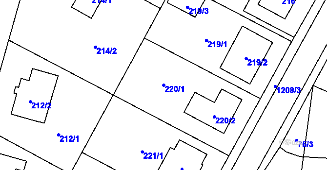Parcela st. 220/1 v KÚ Hrachovec, Katastrální mapa