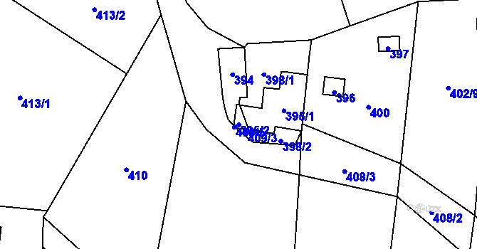 Parcela st. 395/2 v KÚ Hrachovec, Katastrální mapa