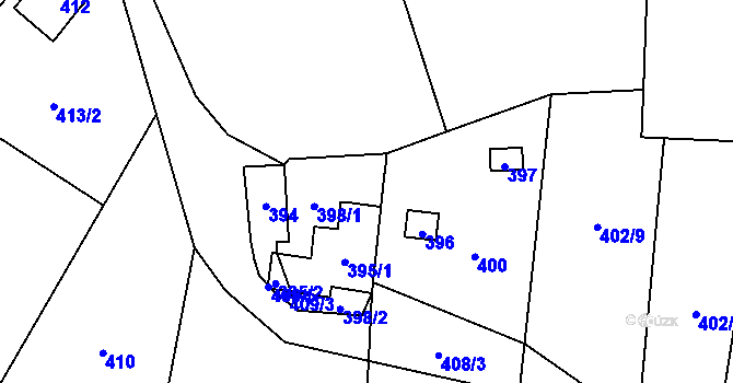 Parcela st. 395/3 v KÚ Hrachovec, Katastrální mapa