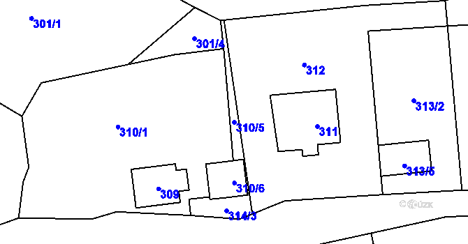 Parcela st. 310/5 v KÚ Hrachovec, Katastrální mapa