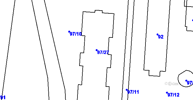 Parcela st. 97/27 v KÚ Hrachovec, Katastrální mapa